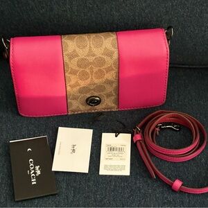 Coach Dinky Signature color block Fuchsia/hot pink